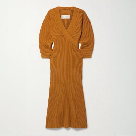 Mara Hoffman‎ Samira Long Sweater Dress Medium Long Sleeve V-Neck Knit Midi - Picture 2 of 15